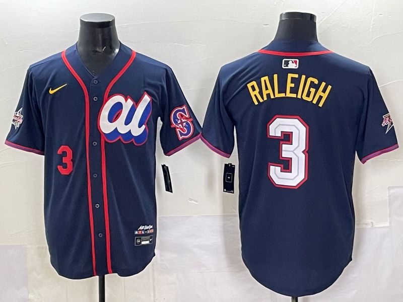 Men 2025 Seattle Mariners 3 Raleigh Drak Blue All star Nike MLB Jersey style 05